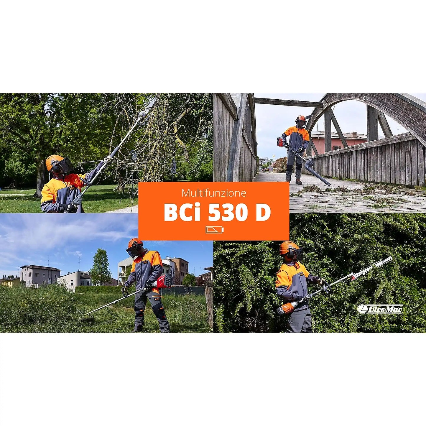 Desbrozadora Oleo-Mac BCi 530 D - Kit con 5 accesorios + (Batería y Cargador)